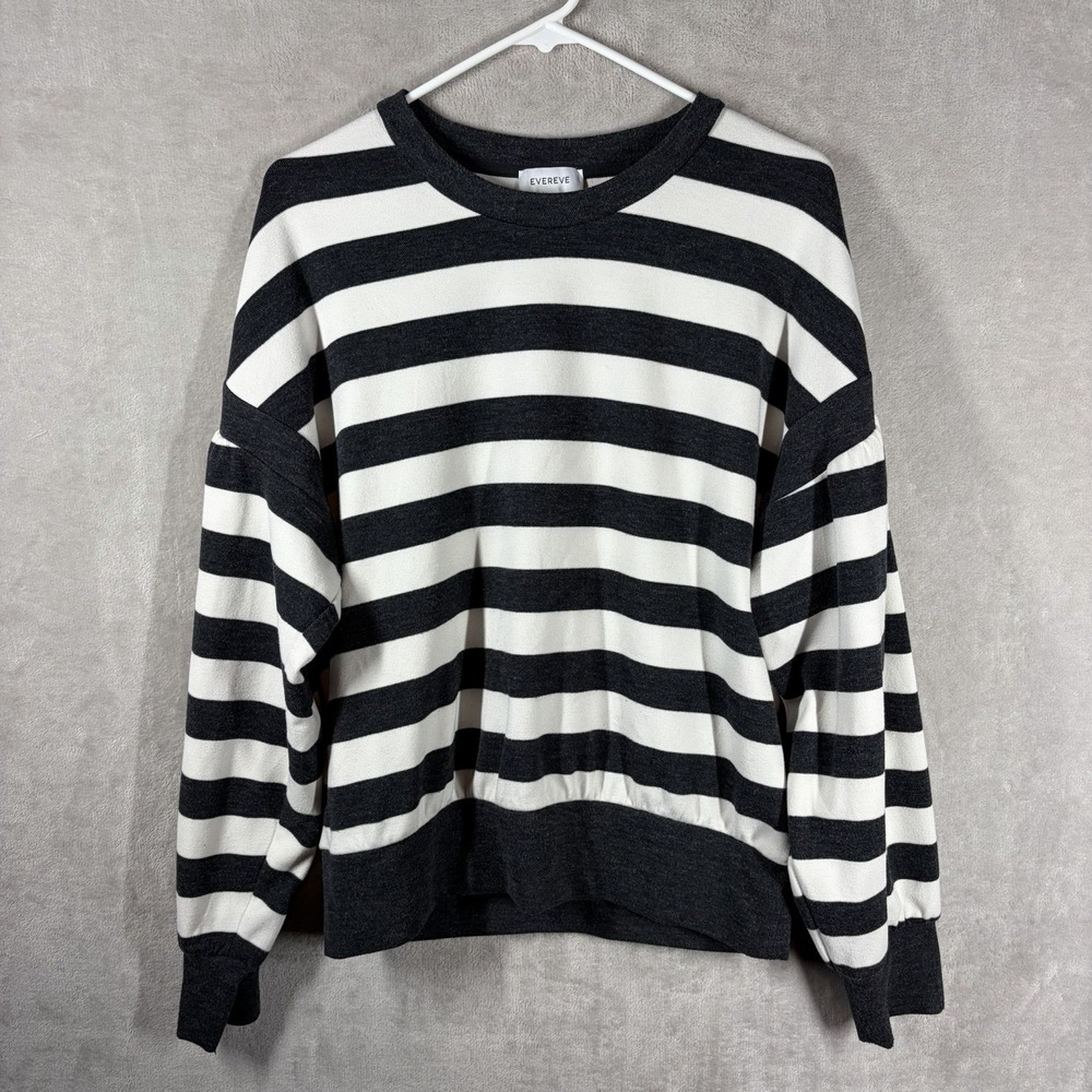 Evereve Striped Crewneck Drop Sleeve Sweatshirt Size M French Girl Parisian Chic